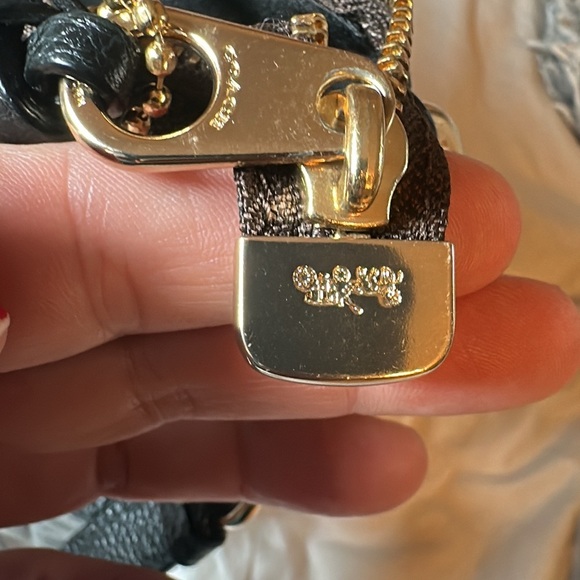 Coach Pennie Brown Black Signature Coated Canvas Shoulder Handbag Purse - Picture 14 of 16